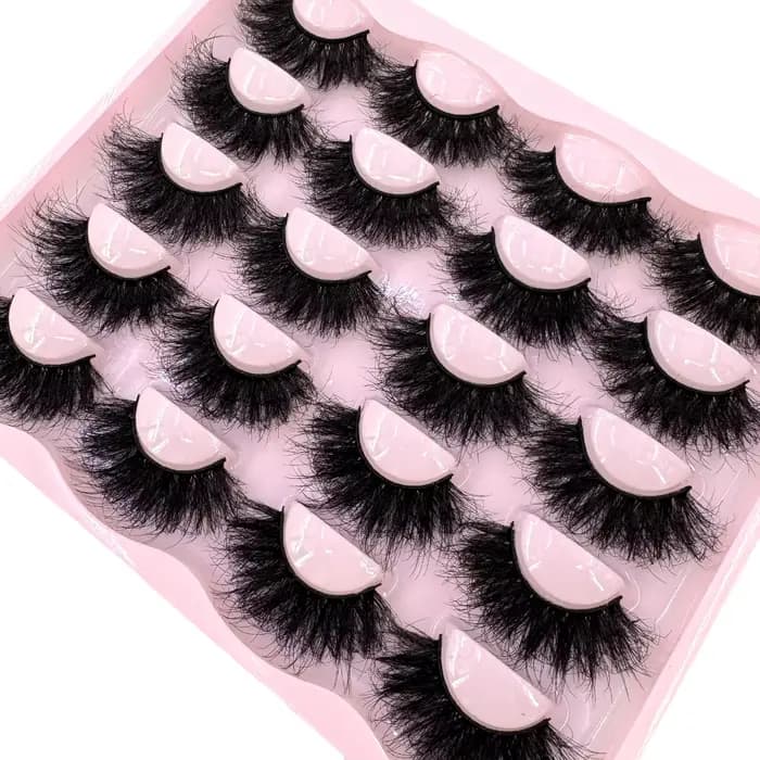 Nouveau 10 paires 3D Faux cils de vison vaporeux moelleux 25MM Faux cils Volume épais dramatique oei
