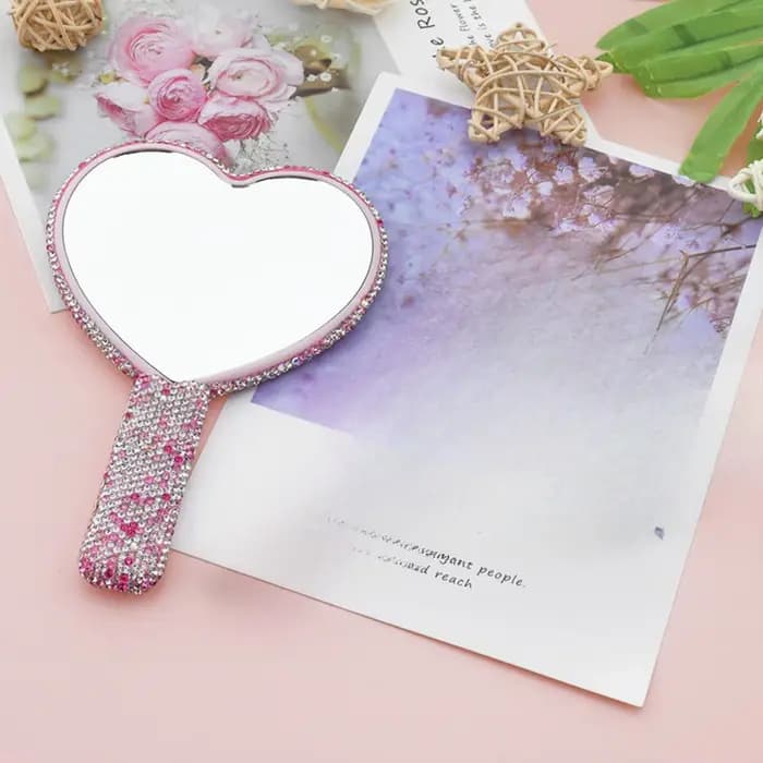 Miroir de maquillage à main en diamant