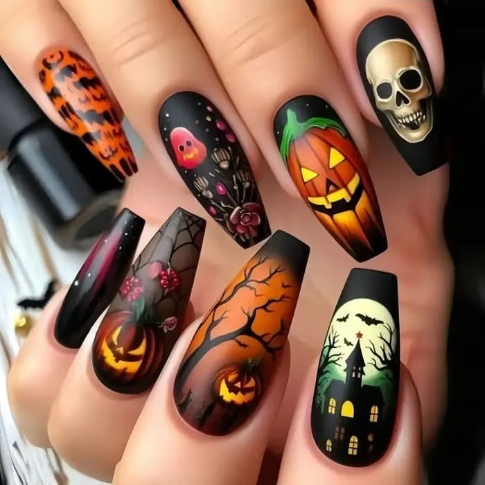 24 faux ongles longs rouge foncé avec colle