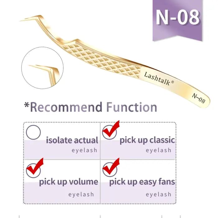 Lashtalk pince à épiler à pointe de Fiber de précision Extensions de cils poignée en diamant anti-dérapant Premium or