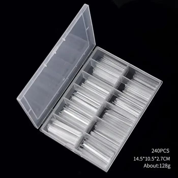 Faux ongles extra droits média, 240 pièces/boîte, longs, carrés, courbés, en ABS, N64.C, pour salon