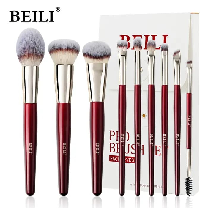 BEILI 9 pièces ensemble de pinceaux de maquillage professionnel pour artiste