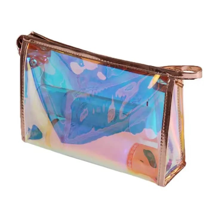 Trousse cosmétique holographique colorée pour femme