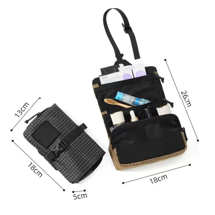 Sac de toilette portable imperméable à suspendre avec plusieurs compartiments pour la randonnée, le camping, les voyages, sacs de rangement ultralégers