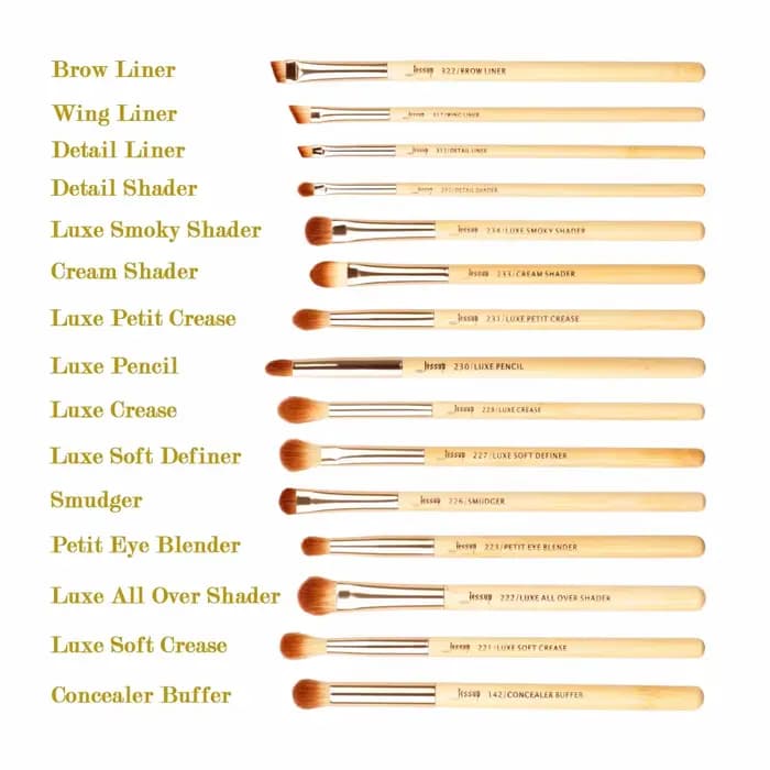 Jessup Pinceau de maquillage professionnel en bambou Beauté Set de pinceaux