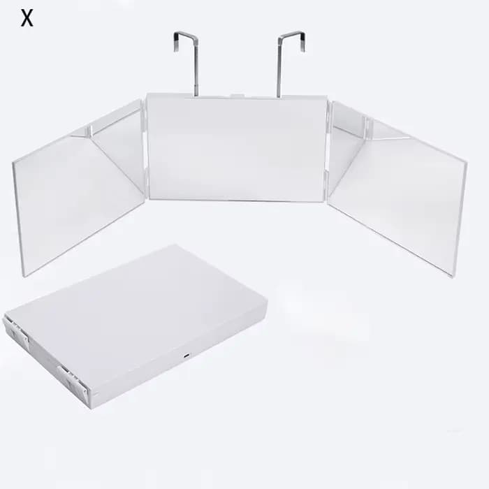 Miroir coiffure 3 voies pliable à 360° avec éclairage LED, miroir auto-éclairant pour la coiffure, a