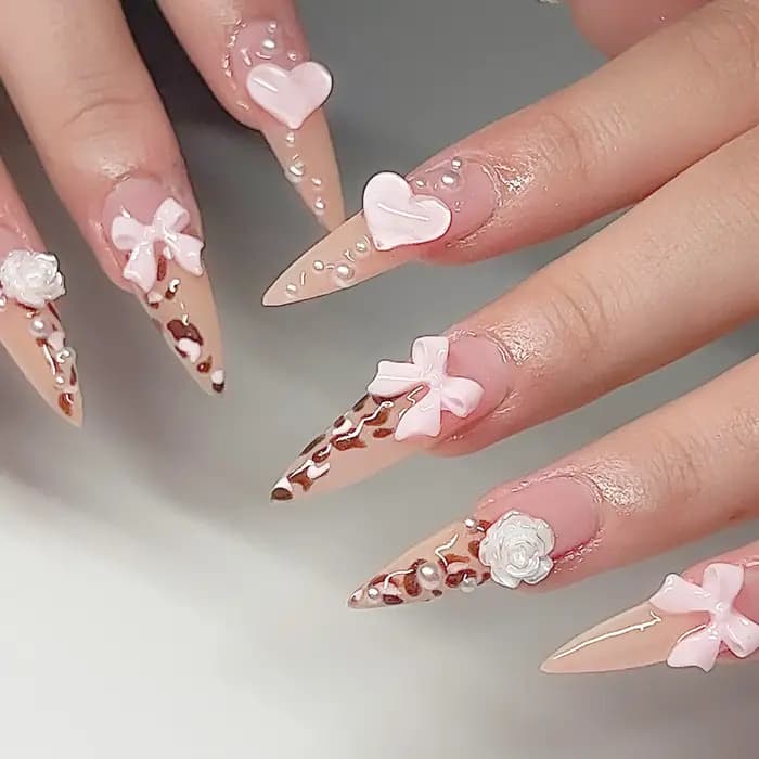 24 pièces automne motif léopard faux ongles conseils brillant grand cristal français portable presse