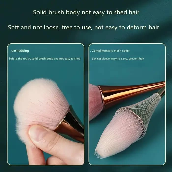 Pinceau de maquillage en éventail doré Rose