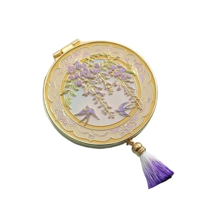 Miroir de maquillage pliant en métal pour femmes