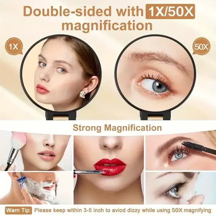 Miroir grossissant 50x avec grossissement double face 1X/50X