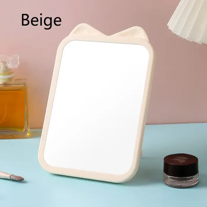 Cute Cartoon Cat Ear HD Makeup Mirror Hanging Type Desktop Single-sided Mirrors for Student Dormitory Bedroom Bathroom