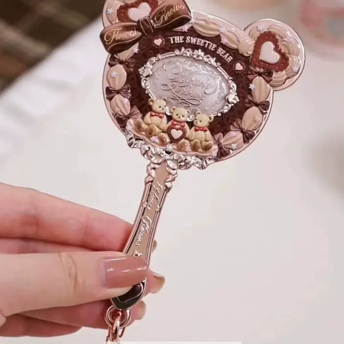 Flower Knows Mirror Moonlight Mermaid THE SWEETIE BEAR Collection Miroir à main Limited Blanc Bleu Rose