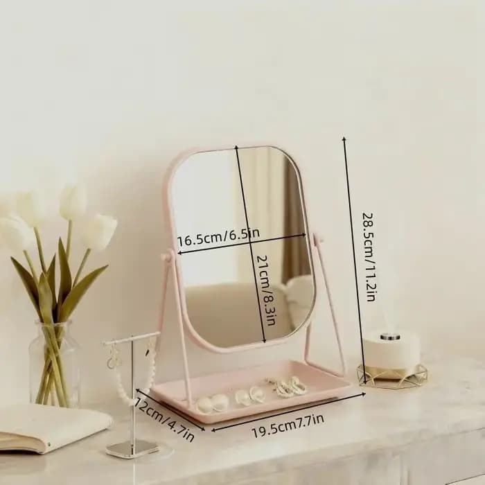 Miroir de maquillage de style européen, miroir de bureau pour filles, miroir décoratif rotatif pour