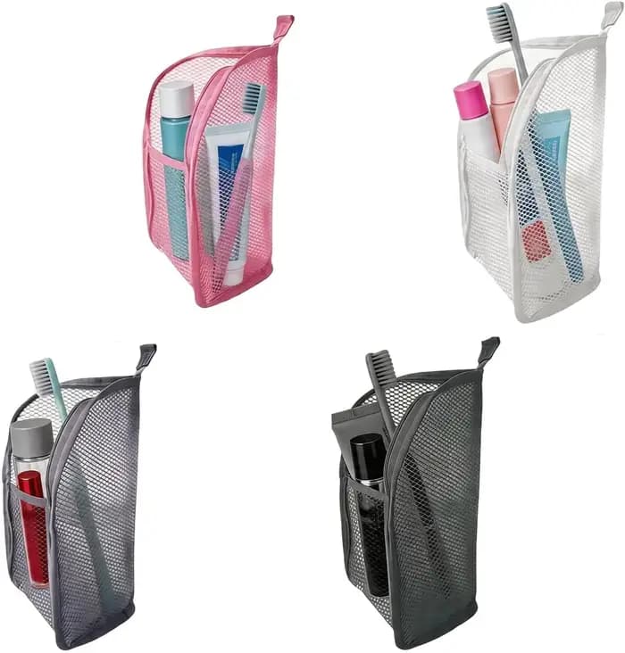 Trousse de toilette portable, lot de 4, légère, pour voyage, en EVA et maille, grande capacité, étan