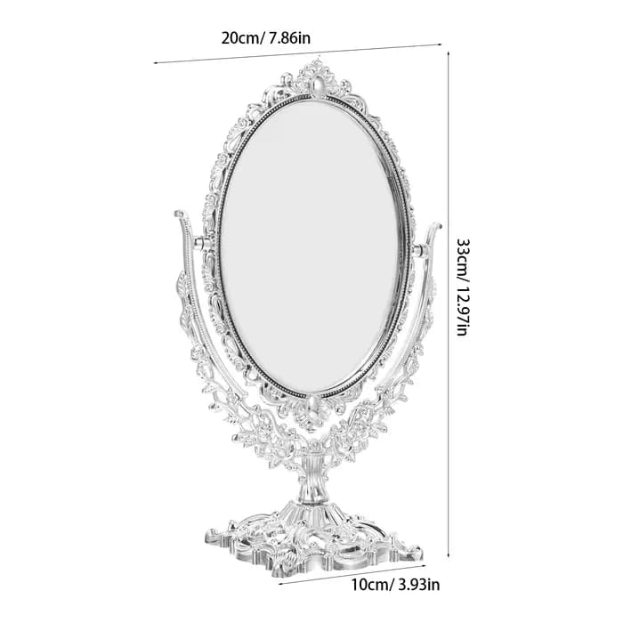 Miroir de maquillage rétro 360 pivotant ovale Double face haute définition Vintage bureau debout Table de vanité