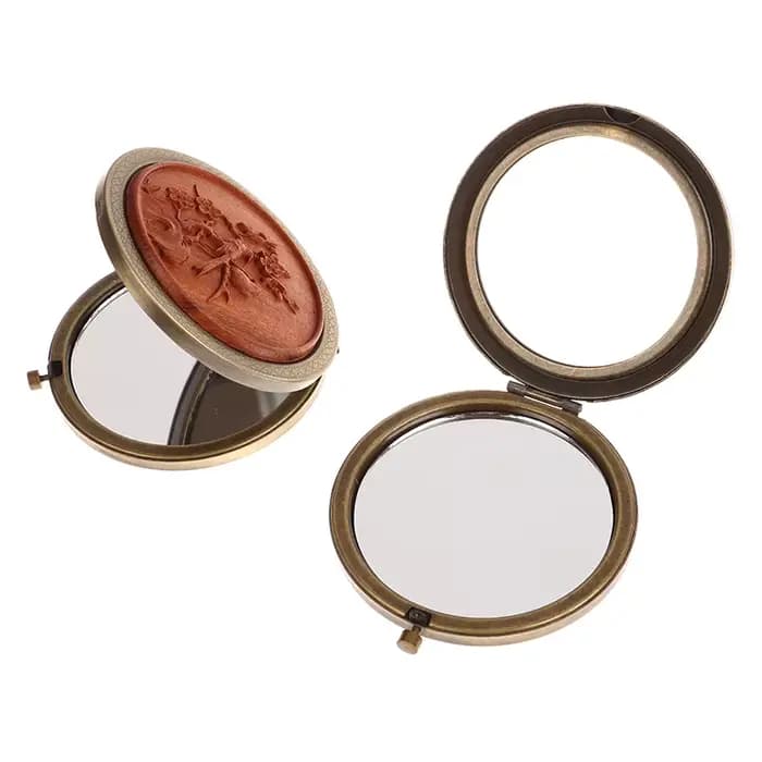 Miroir de Poche Pliant en Bois pour Femme