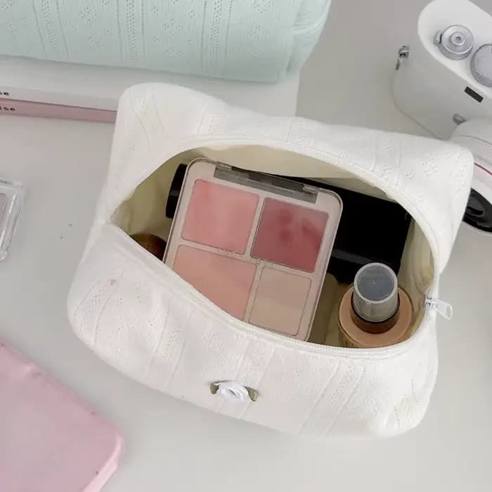 Trousse de maquillage florale avec nœud en dentelle pour femmes