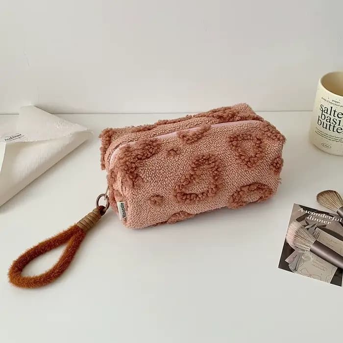 Sac à stylos sac de papeterie léopard avec lanière coeur d'amour trousse à crayons