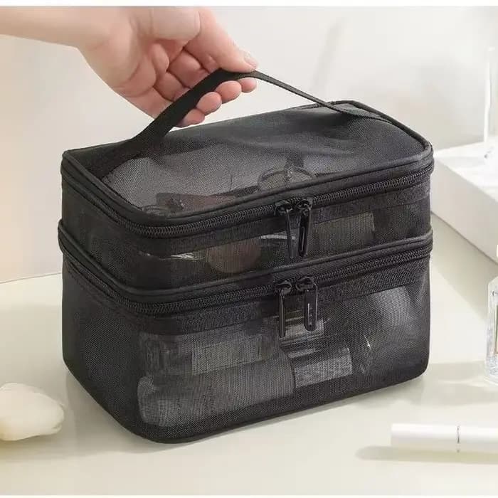 Sac à cosmétiques en maille de grande capacité