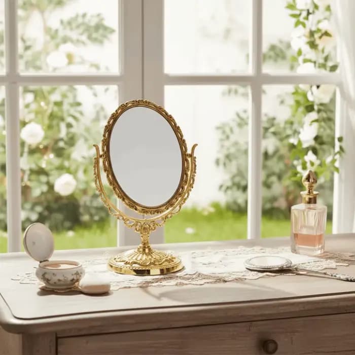 Miroir de maquillage de bureau vintage européen