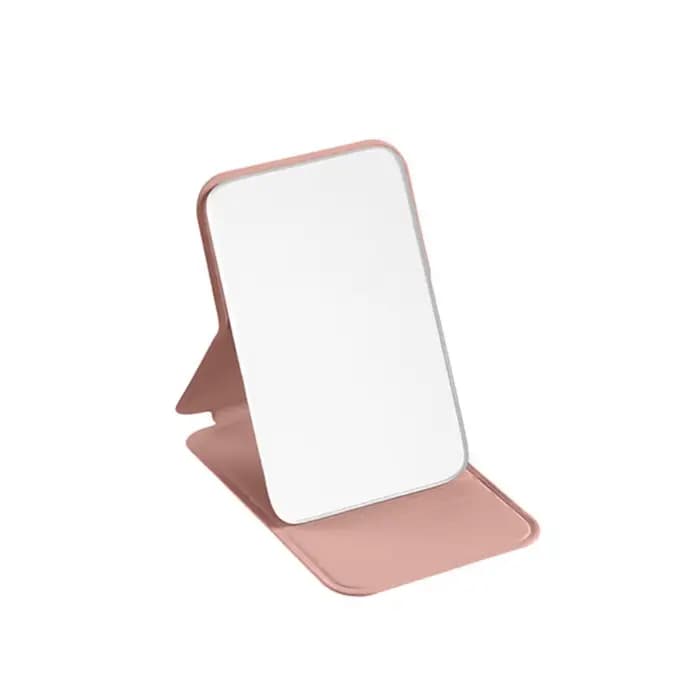 Miroir de maquillage portable pliable haute définition, miroir de poche léger en cuir PU avec suppor