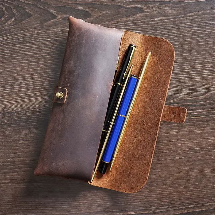 Trousse à crayons en cuir 100% pour hommes