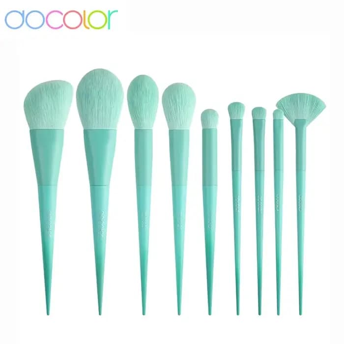 Série de pinceaux de maquillage simples vert d'eau Docolor pour fard à