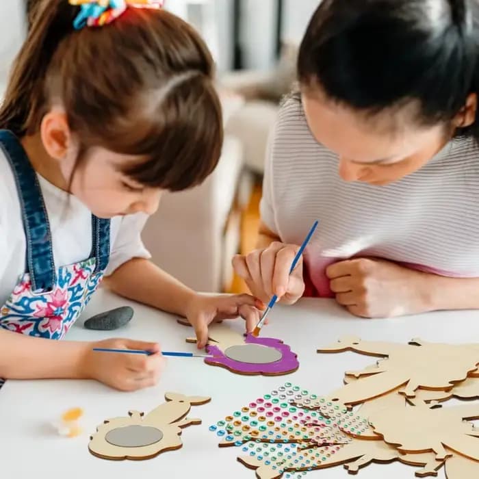 Miroir sirène rond en bois fait à la main pour enfants
