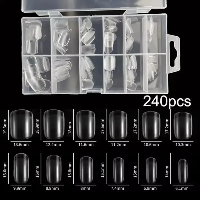 240 pièces/boîte semi-mat XXS amande ongles conseils couverture complète Gel doux faux ongles artifi