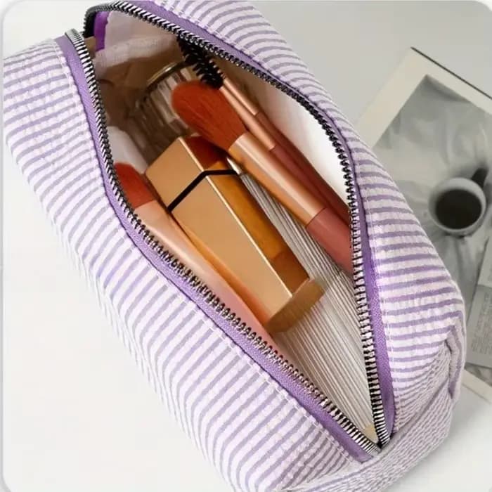 Trousse de toilette rayée personnalisée – Brodée sur mesure
