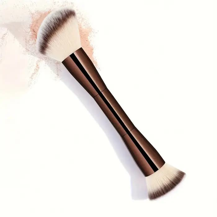 Pinceau de maquillage professionnel double extrémité pour fond de teint et contour