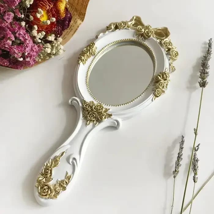 Miroir Rose portatif Vintage