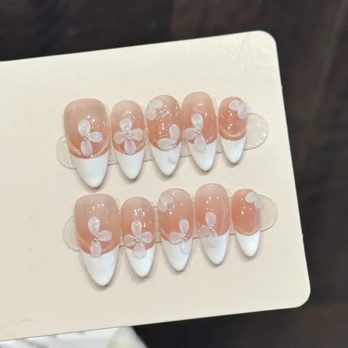 10 pièces Rose rouge oeil de chat presse sur ongles solide Pitaya couleur amande à la main faux