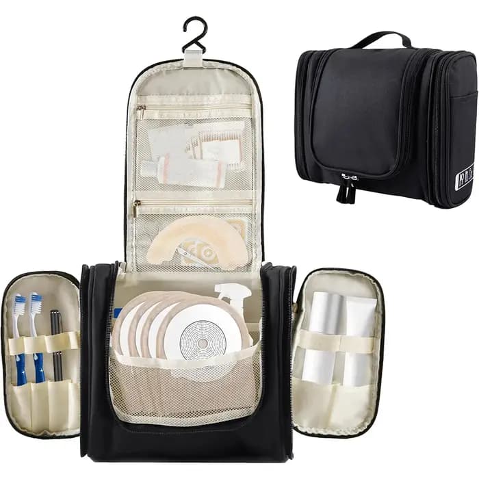 Grand trousse de toilette suspendue multi-poches avec crochet