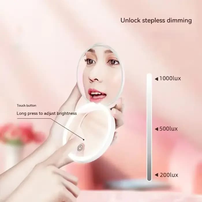 Petit miroir de maquillage Compact rond pliable Portable avec Mini miroirs grossissants portables USB lumineux LED