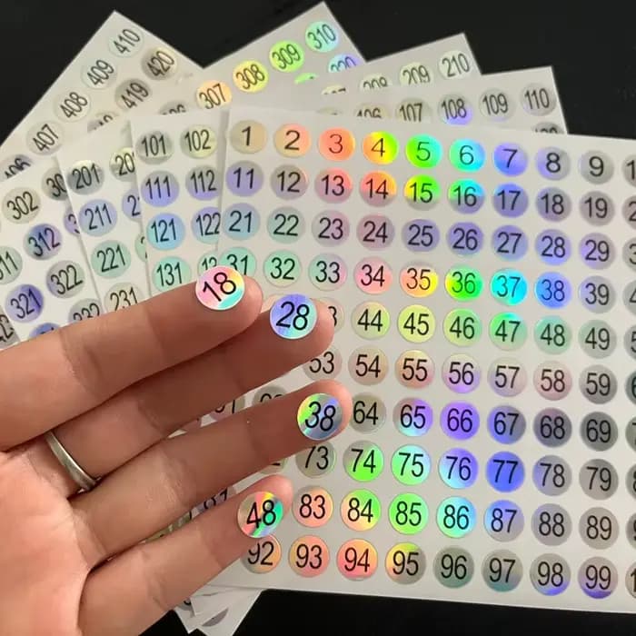 Étiquette autocollante avec numéro Laser, 5 feuilles (1-500), pour vernis à ongles, affichage des po
