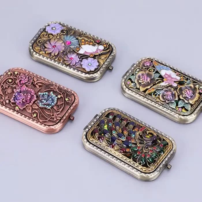 Miroir de maquillage Vintage carré rétro Compact