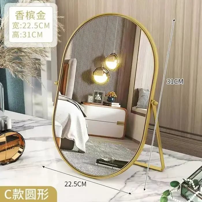 Miroir de maquillage ovale en métal haut de gamme