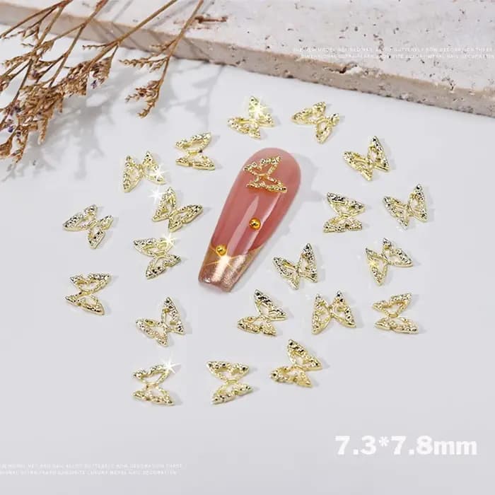 Breloques pour ongles en strass papillon creux 3D