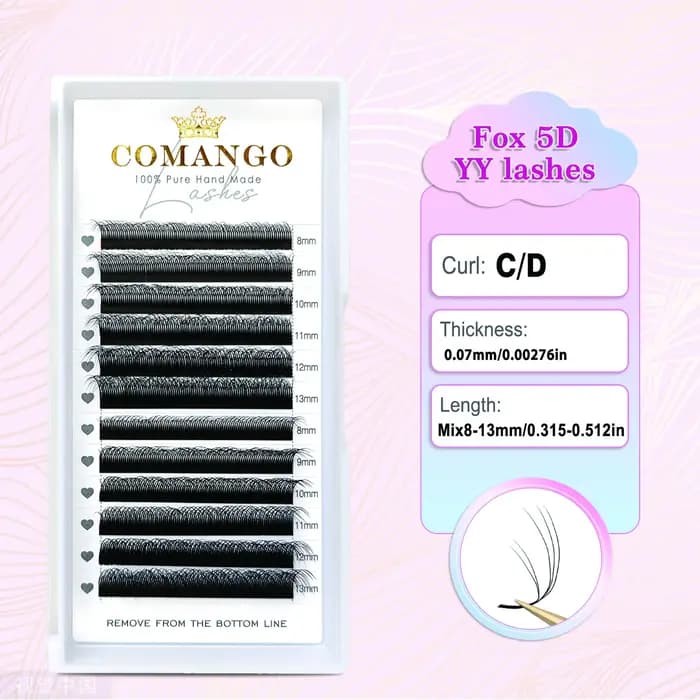 5D fox YY shape eye lashes extension C/D curl professional black fox eye style lash make-up eyelash