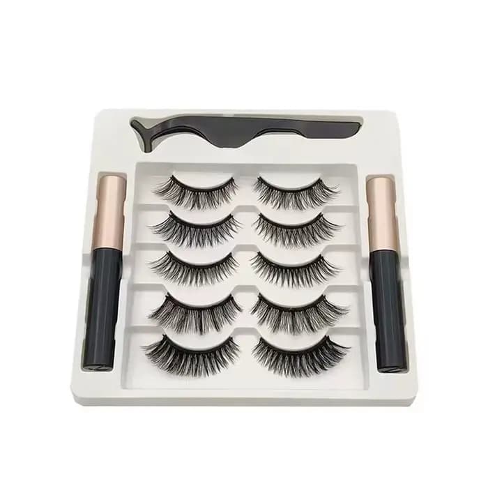 5 paires 5 cils magnétiques Eyeliner pince à épiler ensemble 3D cils de vison naturel artificiel fau