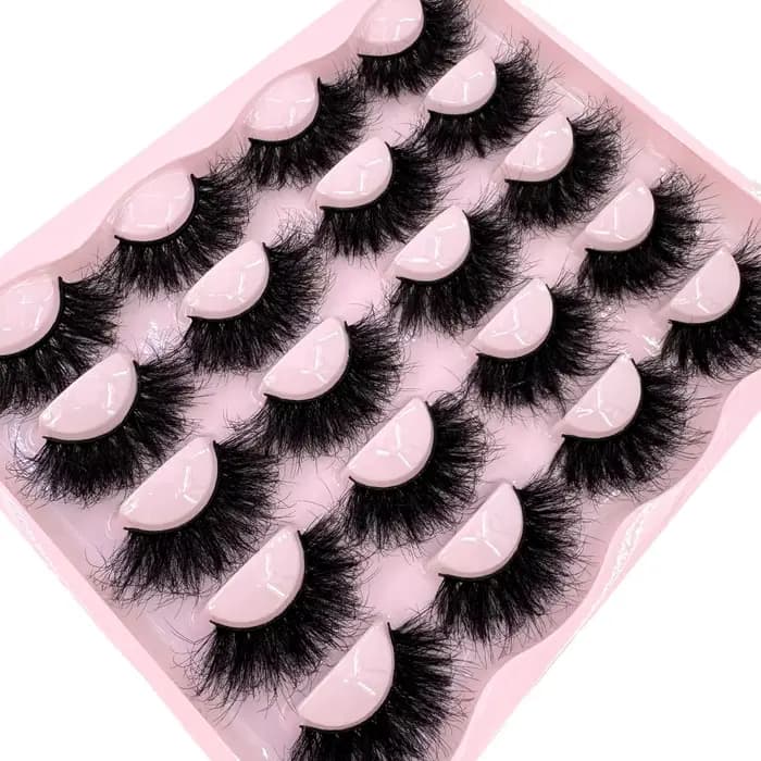 Nouveau 10 paires 3D Faux cils de vison vaporeux moelleux 25MM Faux cils Volume épais dramatique oei