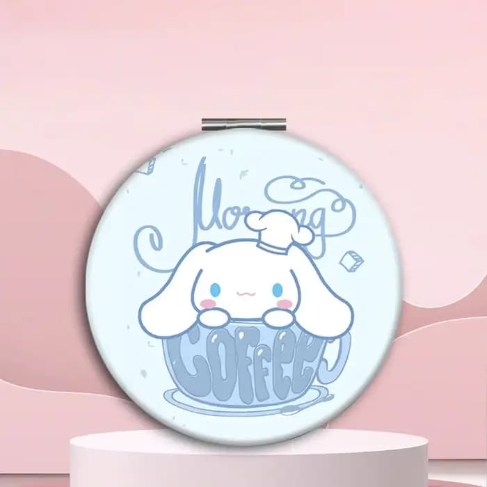 Miroir de poche portable mignon à motif de crâne et de nœud kawaii