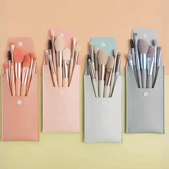 Ensemble de 8 mini pinceaux de maquillage doux en forme de macaron
