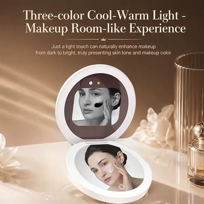 Miroir de maquillage portable intelligent TJMIR UV avec détection UV et test de protection solaire