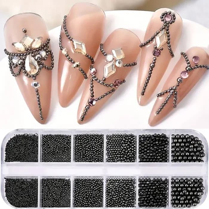 1 boîte de strass demi-ronds à dos plat pour ongles
