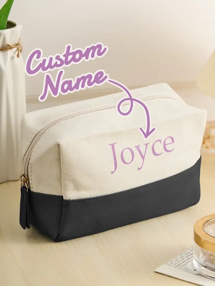 1 pièce Trousse de maquillage personnalisée avec nom, grande capacité, sac de voyage cosmétique, cad