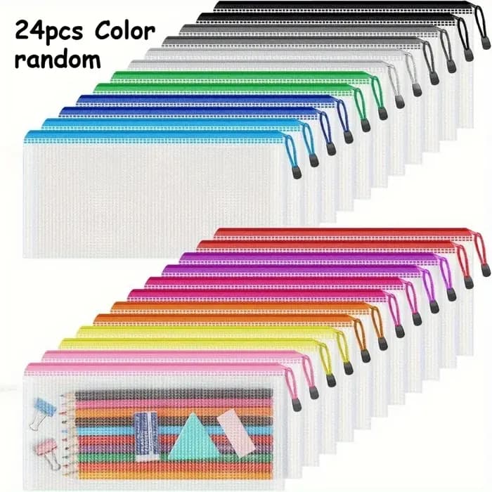 24 pochettes à crayons en vrac