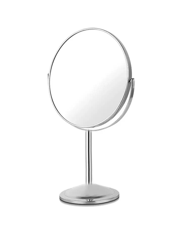 Grand miroir de maquillage argenté