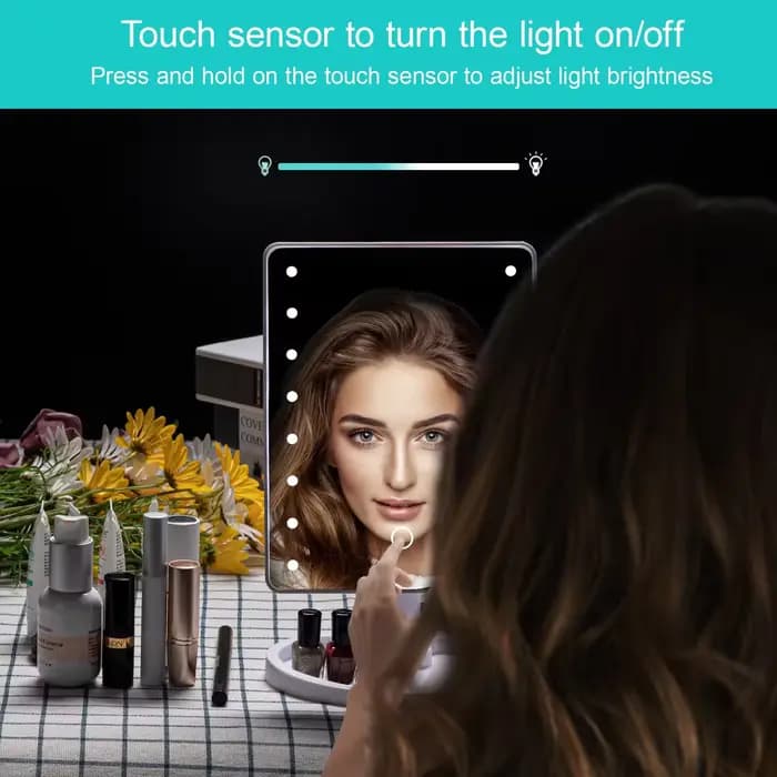 Miroir de maquillage lumineux avec rotation